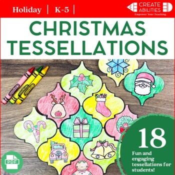 Preview of Christmas and Winter Tessellations Art Project - Holiday Math Activity