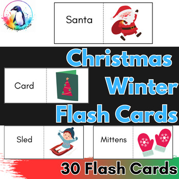 Preview of Christmas and Winter Themed Vocabulary Flash Cards | ESL, ELL, EFL, ELA
