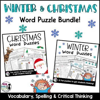 Preview of Christmas and Winter Word Puzzles Bundle - Spelling Vocabulary Critical Thinking