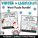 Christmas and Winter Word Puzzles Bundle - Spelling Vocabu