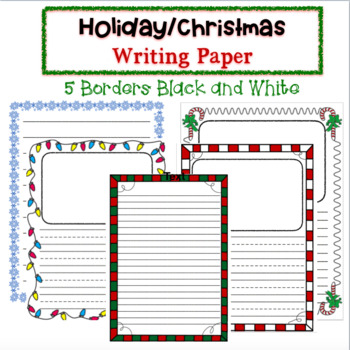 Preview of Christmas and Winter Writing Paper! 5 Borders Included!
