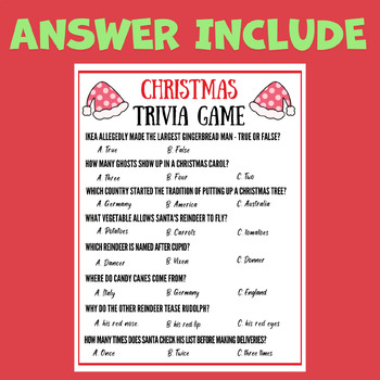 Preview of Christmas around the world Activities Trivia riddle Game Unit Sub plans middle