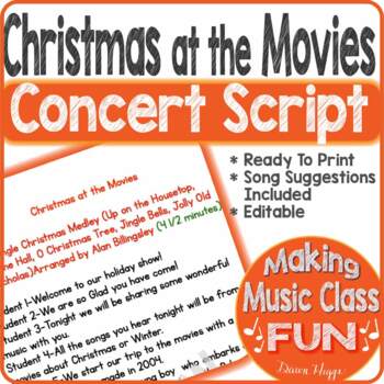 Preview of Christmas at the Movies Elementary Music Christmas Concert Program Script