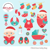 Christmas baby boy clipart, baby clipart, christmas clipart CL011