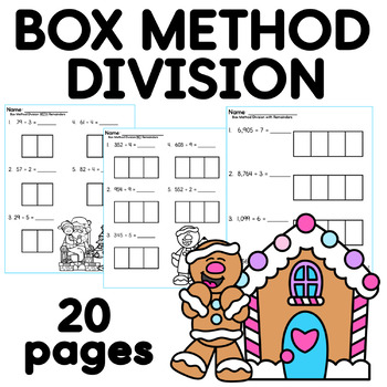 Preview of Christmas box method division worksheets - Christmas division - No prep
