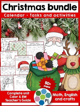 Preview of Christmas bundle - activities, language, math, crafts, games and calendar!