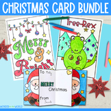 Christmas cards to make and color bundle animals dinosaurs