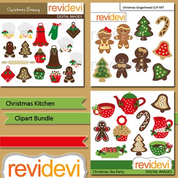 Preview of Christmas clip art: Christmas Kitchen clipart bundle (3 packs)