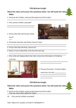 Preview of Christmas clip viewing + solution sheet