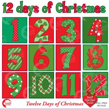Preview of Christmas Numbers Clipart, 12 of Christmas Numbers Clipart, AMB-353