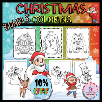 Preview of Christmas coloring page bundle 2 | Winter Activity BUNDLE Snowman & sweater