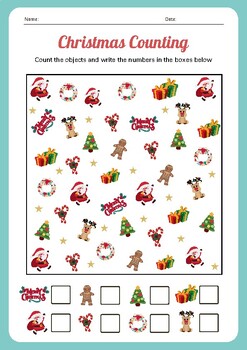 Preview of Christmas counting - Count objects and write numbers in boxes.