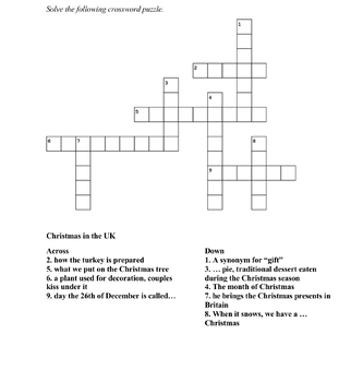 Preview of Christmas crossword puzzle