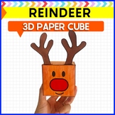 Christmas cube reindeer 3D paper cube template printable activity