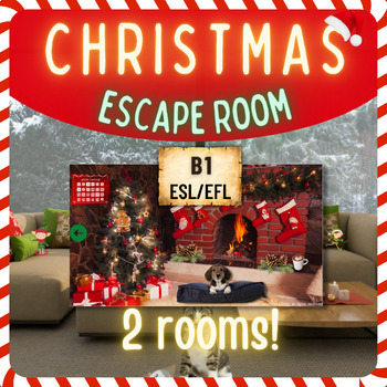 Preview of Christmas digital Escape room English ESL/EFL Intermediate B1+ fun no prep