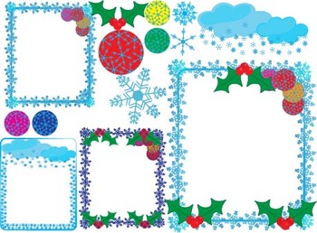 Preview of Christmas frames clip art school snow flake decoration claus Holiday santa -03-