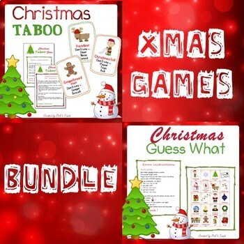 Preview of Christmas games "Taboo" and "Guess what" + vocabulary slideshow - BUNDLE