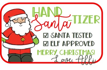 Party Favors Christmas Santa-tizer Hand Sanitizer Labels Holiday Party Favor Labels Thank You Labels Spread Joy Not Germs LABELS ONLY
