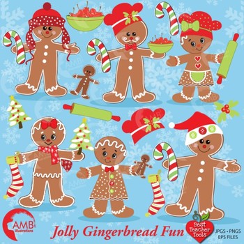 Preview of Christmas Gingerbread Clipart, Christmas Cookie Clipart, AMB-377