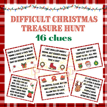 Preview of Christmas hard scavenger Hunt word problem task card game middle early finishers