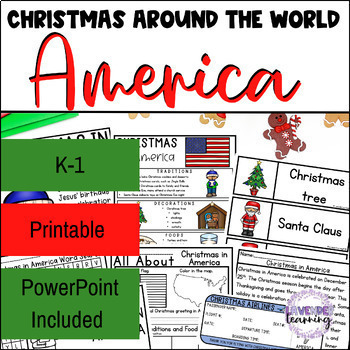 Preview of Christmas in America PowerPoint, Worksheets - Christmas Around the World America