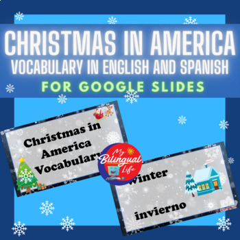 Preview of Christmas in America Vocabulary in English and Spanish for Google Slides