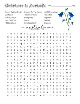 Preview of Christmas in Australia - Basic Wordsearch with Key and Zentangle to Color