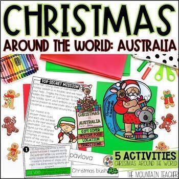 Preview of Christmas in Australia Reading Comprehension, Scavenger Hunt Activity and Crafts