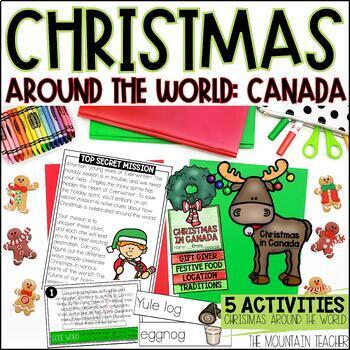 Preview of Christmas in Canada Reading Comprehension, Scavenger Hunt Activity and Crafts