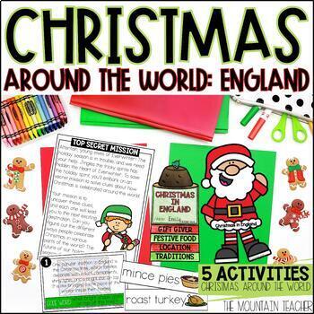 Preview of Christmas in England Reading Comprehension, Scavenger Hunt Activity and Crafts