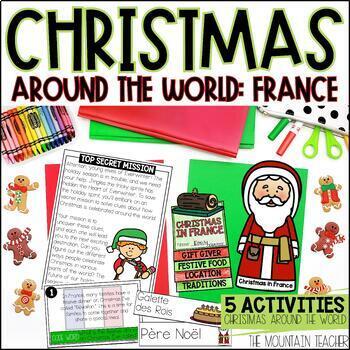 Preview of Christmas in France Reading Comprehension, Scavenger Hunt Activity and Crafts