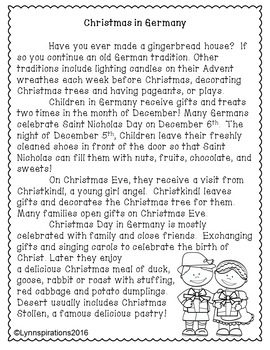Christmas in Germany: Non-fiction Reading Comprehension Passage For ...