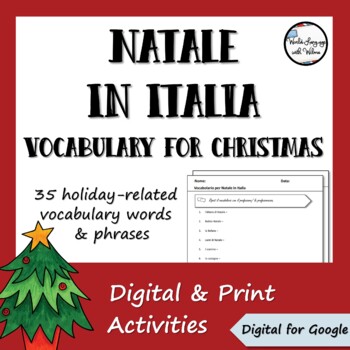 Preview of Christmas in Italy - Italian Vocabulary + Activity Unit - Digital, Google, Print