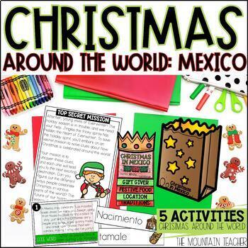 Preview of Christmas in Mexico Reading Comprehension, Scavenger Hunt Activity and Crafts