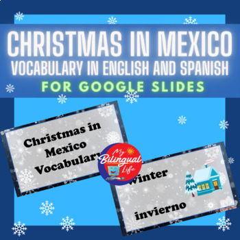 Preview of Christmas in Mexico Vocabulary in English and Spanish for Google Slides