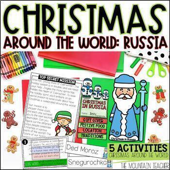 Preview of Christmas in Russia Reading Comprehension, Scavenger Hunt Activity and Crafts