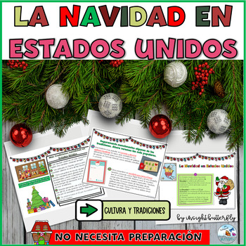 Preview of Christmas Navidad en Estados Unidos lectura gramatica escritura matematicas