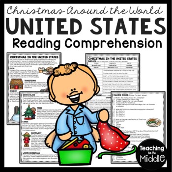 Preview of Christmas in the United States Reading Comprehension Worksheet Around the World