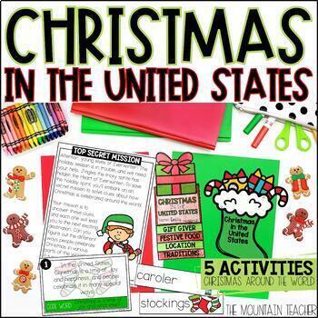 Preview of Christmas in the United States Reading Comprehension Scavenger Hunt with Crafts