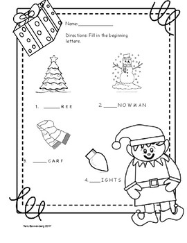 Christmas kindergarten and 1st worksheet by tara bunnenberg | TPT