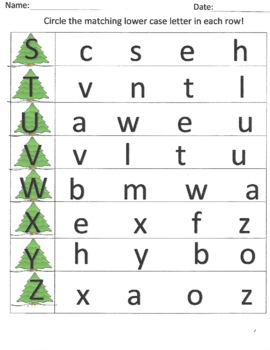 Preview of Christmas letter matching letters S - Z