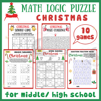 Preview of Christmas logic Mental math game centers fractions maze activities middle high