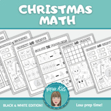 Christmas math English and Spanish Kindergarden BLACK AND WHITE