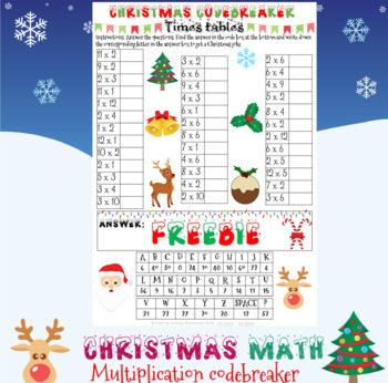 Preview of Christmas math: Multiplication codebreaker