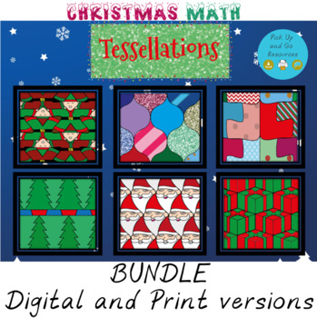 Preview of Christmas math: holiday tessellations Digital and Print bundle