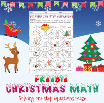 Preview of Christmas math: one step equations maze (positive only)