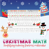 Christmas math - simplifying/reducing fractions codebreaker