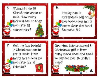 Christmas missing addends word problem cards and recording sheet by ...