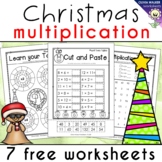 Christmas multiplication worksheet freebie with cut and Pa