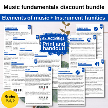 Preview of Music fundamentals discount bundle - Grades 7, 8, 9
